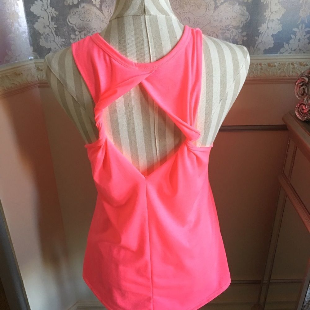 Neon Pink Cute Open Back Tank - Picture 4 of 4